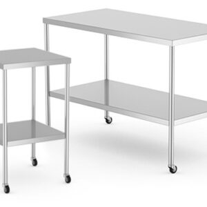 Two Silver color Instrument Tables with white background