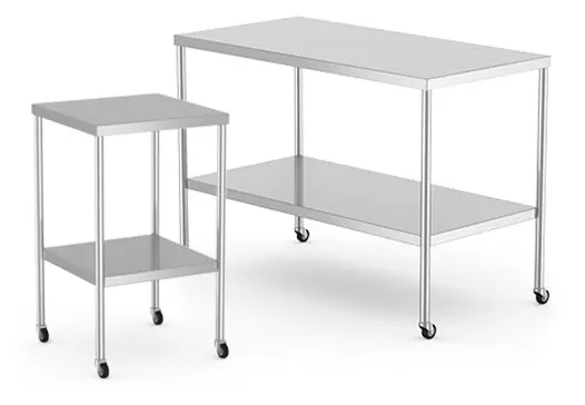 Two Silver color Instrument Tables with white background