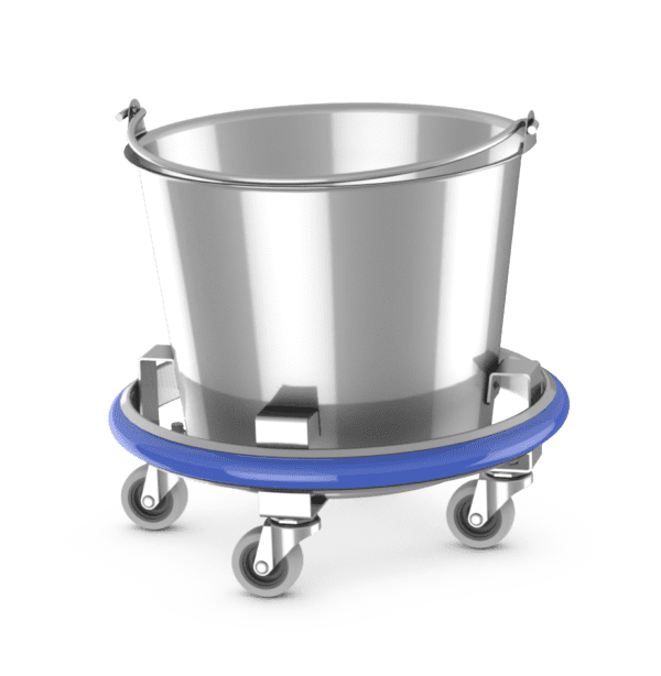 A metallic Stainless Steel Kick Buckets with no background