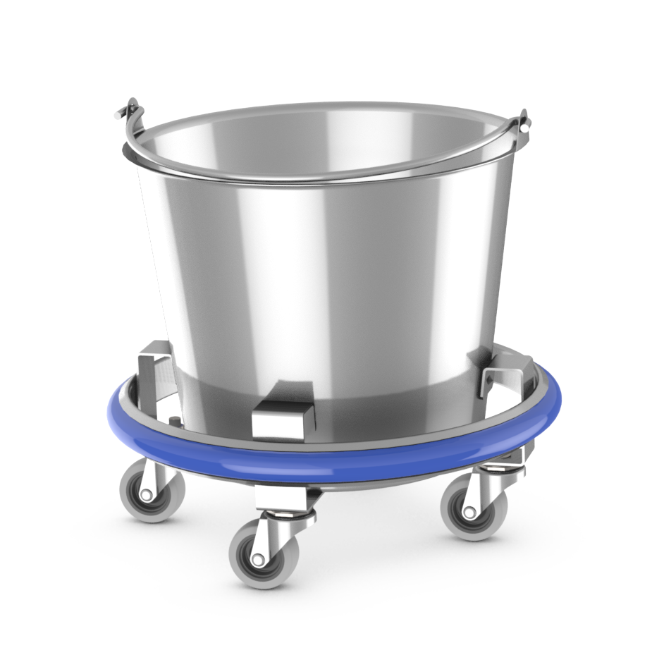 A metallic Stainless Steel Kick Buckets with no background