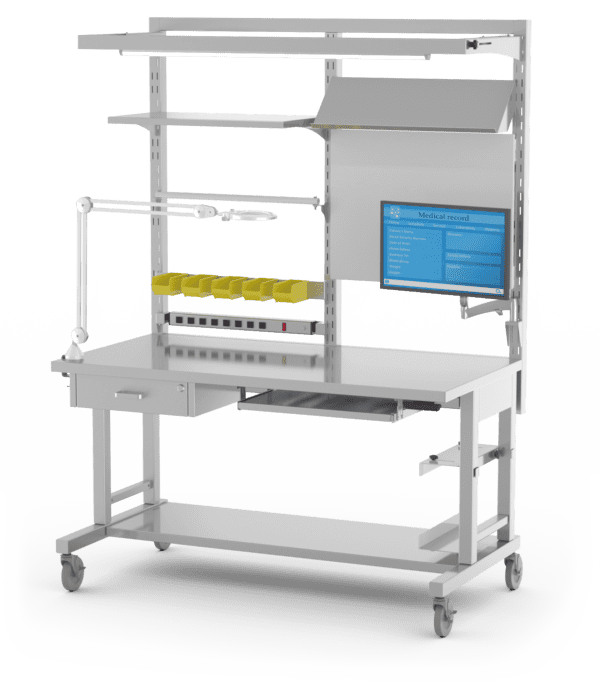 A steel Prep and Pack Workstations