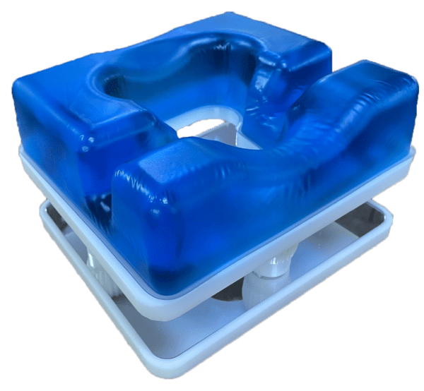 A blue color Prone Head Rest Gel Positioners